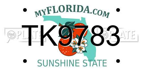 TK9783 Florida License Plate