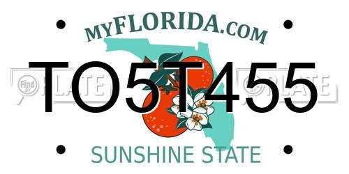 TO5T455 Florida License Plate