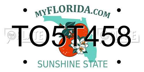 TO5T458 Florida License Plate