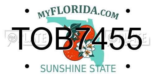 TOB7455 Florida License Plate