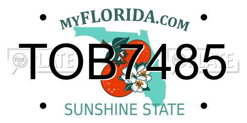 TOB7485 Florida License Plate