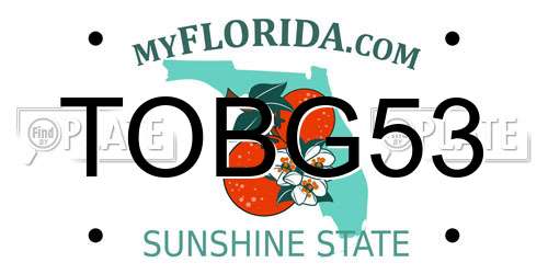 TOBG53 Florida License Plate