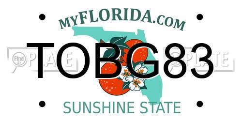 TOBG83 Florida License Plate