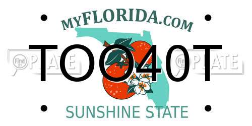 TOO40T Florida License Plate