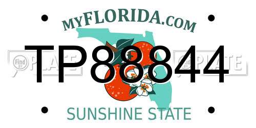 TP88844 Florida License Plate
