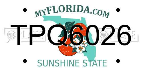 TPQ6026 Florida License Plate