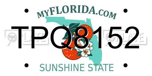 TPQ8152 Florida License Plate