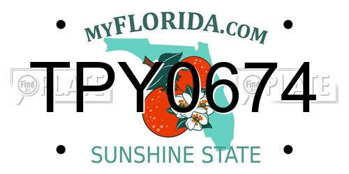 TPY0674 Florida License Plate