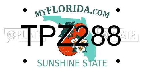 TPZ288 Florida License Plate