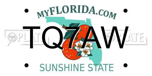 TQ7AW Florida License Plate