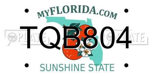 TQB804 Florida License Plate