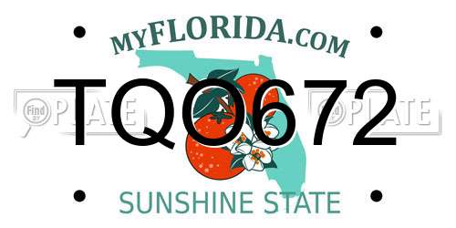 TQO672 Florida License Plate