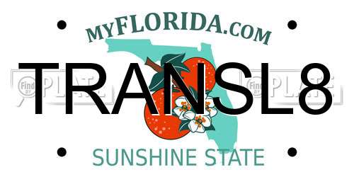 TRANSL8 Florida License Plate