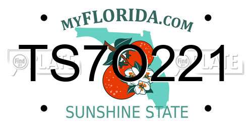 TS7O221 Florida License Plate