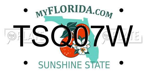 TSQ07W Florida License Plate