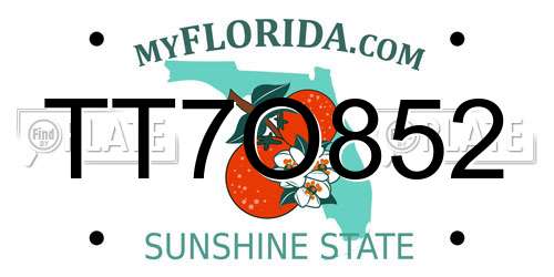 TT7O852 Florida License Plate
