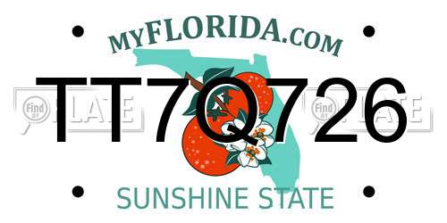 TT7Q726 Florida License Plate