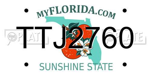 TTJ2760 Florida License Plate