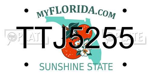 TTJ5255 Florida License Plate