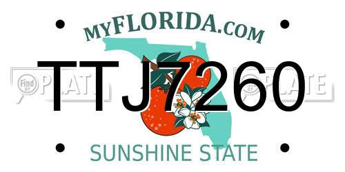 TTJ7260 Florida License Plate