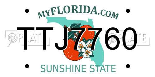 TTJ7760 Florida License Plate