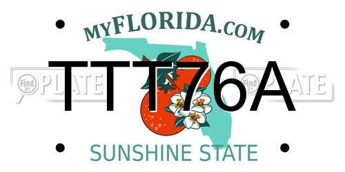 TTT76A Florida License Plate