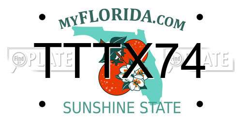 TTTX74 Florida License Plate