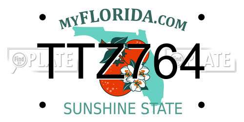 TTZ764 Florida License Plate