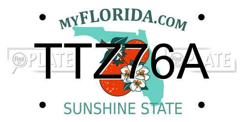 TTZ76A Florida License Plate