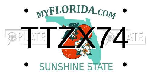 TTZX74 Florida License Plate