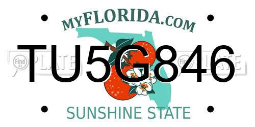 TU5G846 Florida License Plate