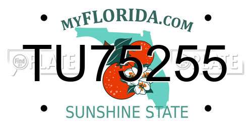 TU75255 Florida License Plate