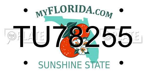 TU78255 Florida License Plate