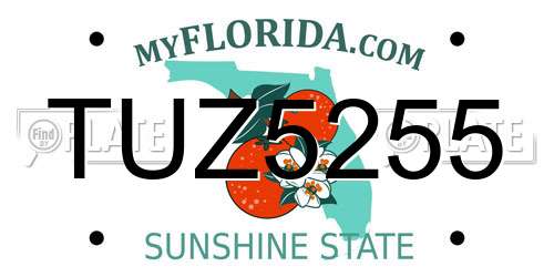 TUZ5255 Florida License Plate
