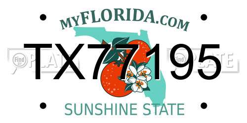 TX77195 Florida License Plate