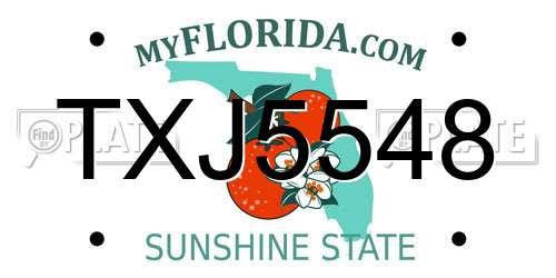 TXJ5548 Florida License Plate