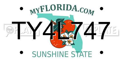TY4L747 Florida License Plate