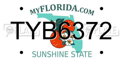 TYB6372 Florida License Plate