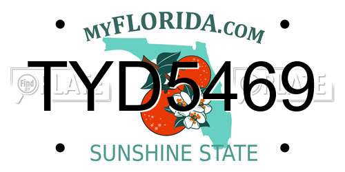 TYD5469 Florida License Plate