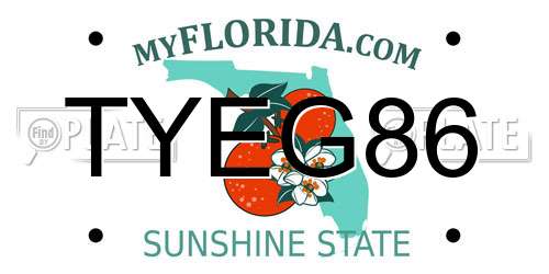 TYEG86 Florida License Plate