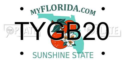 TYGB20 Florida License Plate