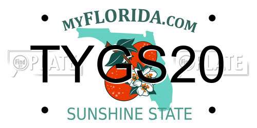 TYGS20 Florida License Plate