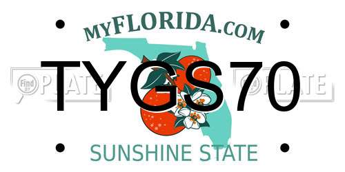 TYGS70 Florida License Plate