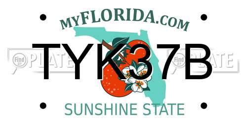TYK37B Florida License Plate