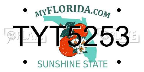 TYT5253 Florida License Plate