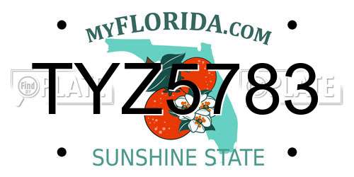 TYZ5783 Florida License Plate