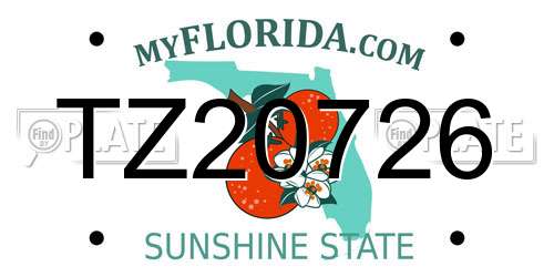 TZ20726 Florida License Plate