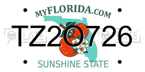 TZ2O726 Florida License Plate