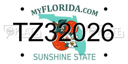 TZ32026 Florida License Plate