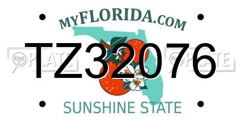 TZ32076 Florida License Plate